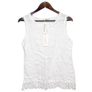 Valentina Naldi Puro Lino Women's Size S Sleeveless Made In Italy Tank Top White